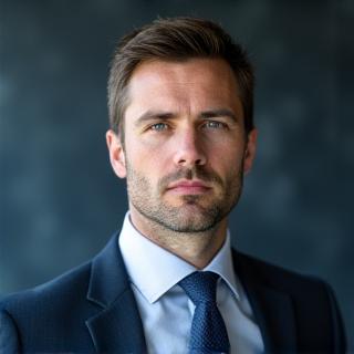 Mindaugo Jonaičio, rizikos vadovo, portretas, išreiškiantis atidų ir analitinį požiūrį.