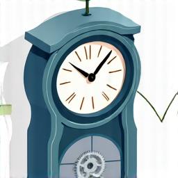 Laikrodis ir didėjanti linija simbolizuoja kredito istorijos ilgį