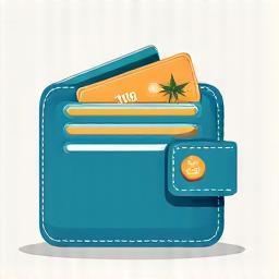 Piniginės ir kredito kortelių iliustracija su augančia rodykle, rodančia atsakingą naudojimą