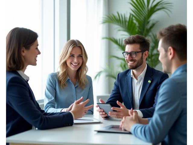 Du asmenys bendrauja su profesionaliu finansų konsultantu biure