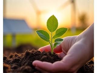 Žalia energija: saulės baterijos ant namo stogo, simbolizuojančios ekologiją