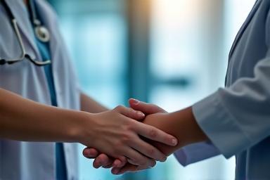 Gydytojo ranka rodo rentgeno nuotrauką pacientui