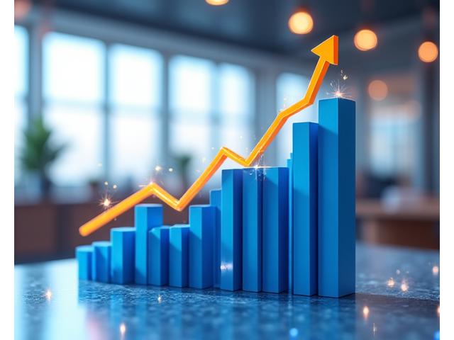 Augantis verslo grafikas su pinigų simboliais